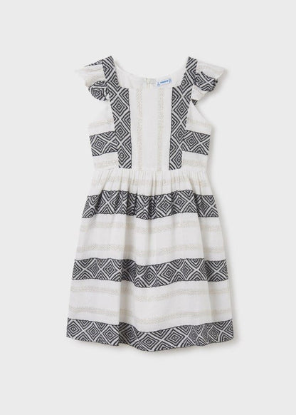 vestido jacquard con hilo metalizado de algodón para chica