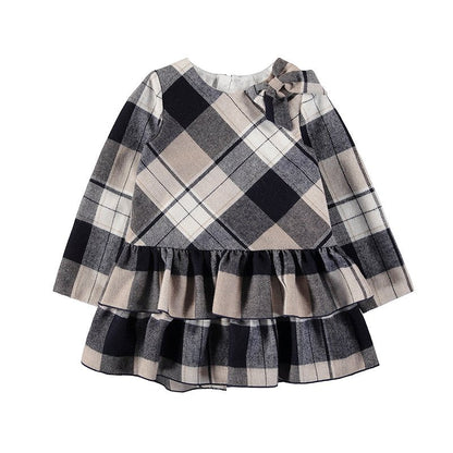 vestido maxi cuadro azul marino, mayoral