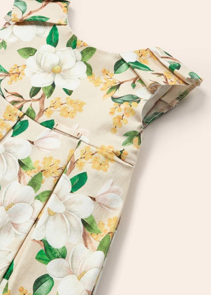 vestido satinado con estampado floral