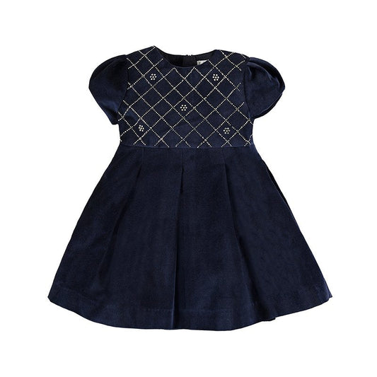 vestido de terciopelo azul marino