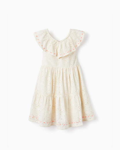 Vestido Crudo Tela Bordada