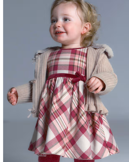 Vestido cuadros color frambuesa