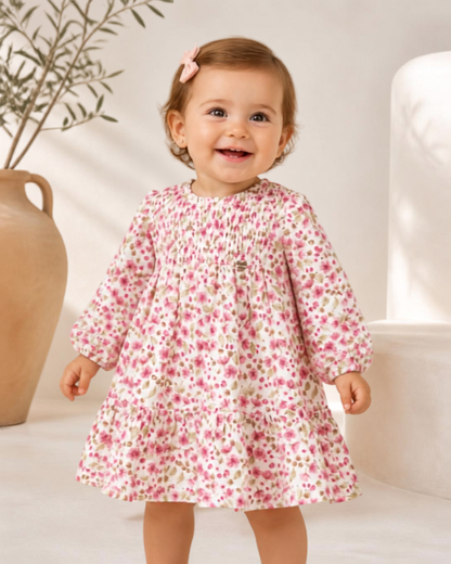 Vestido terciopelo estampado flores pétalo