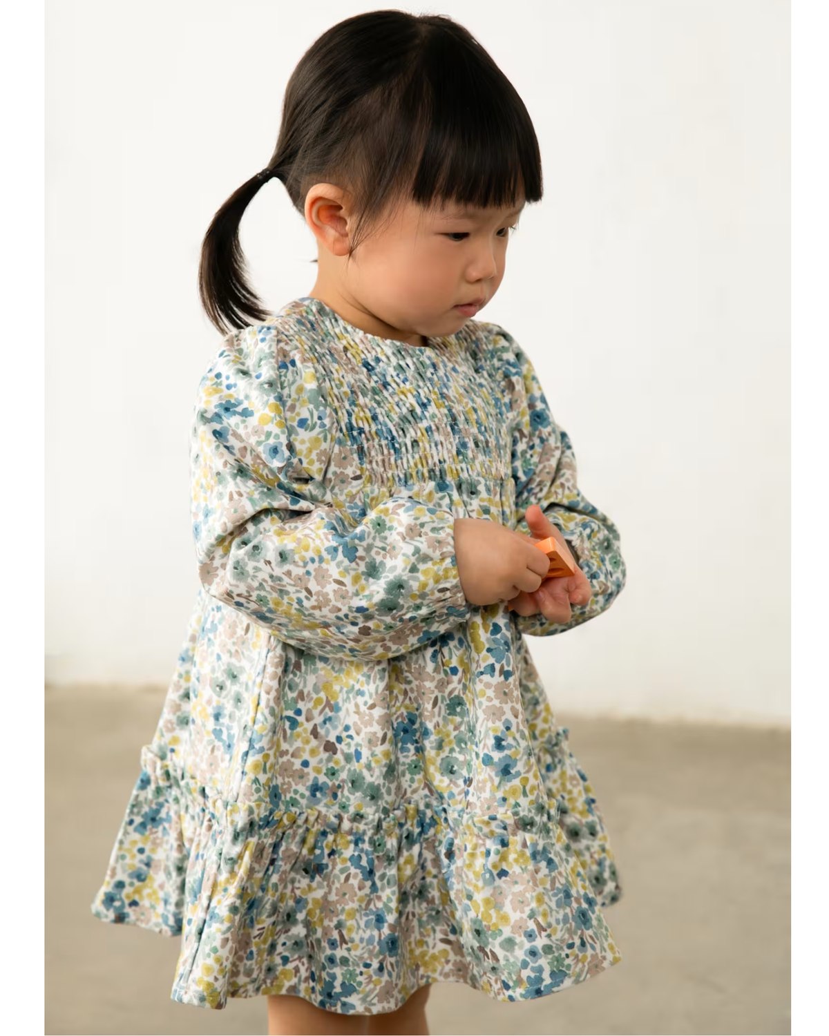 Vestido terciopelo estampado flores anis