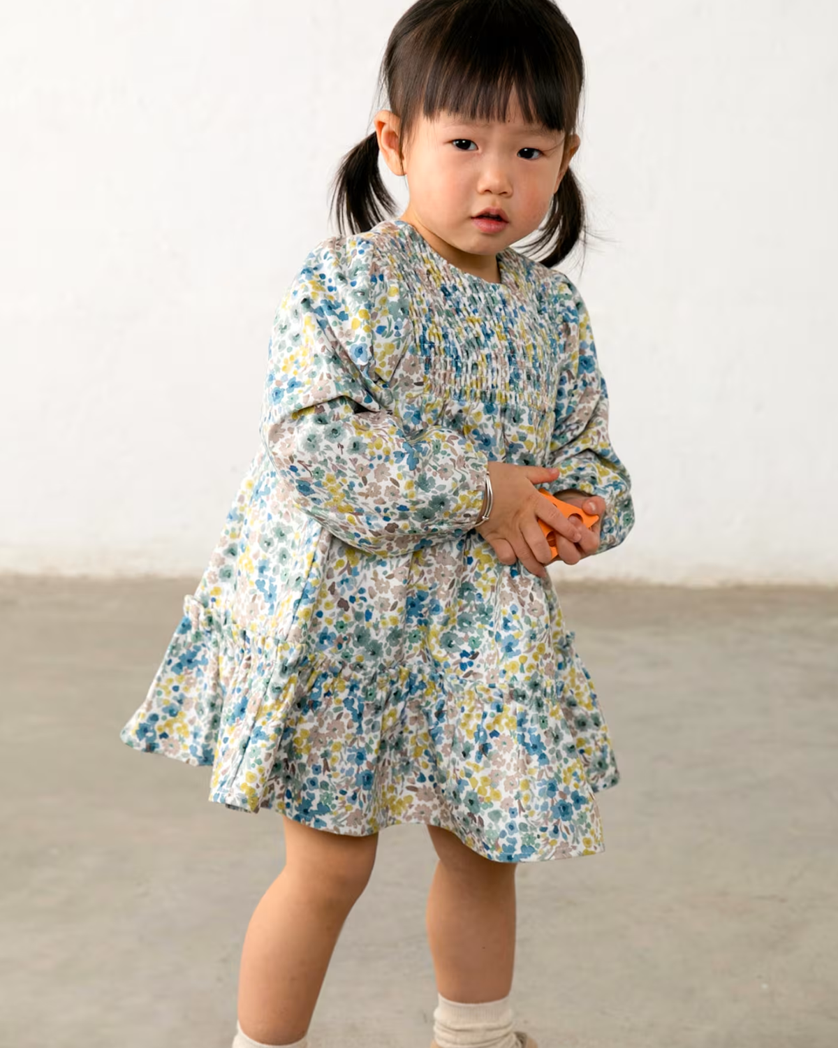Vestido terciopelo estampado flores anis