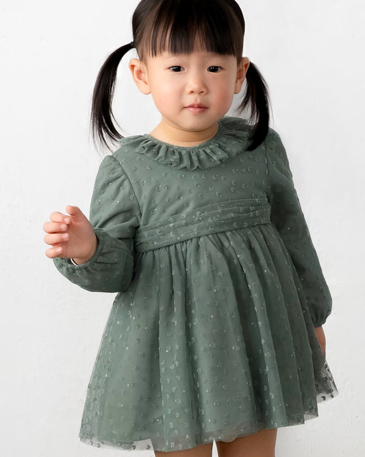 Vestido tul color laurel