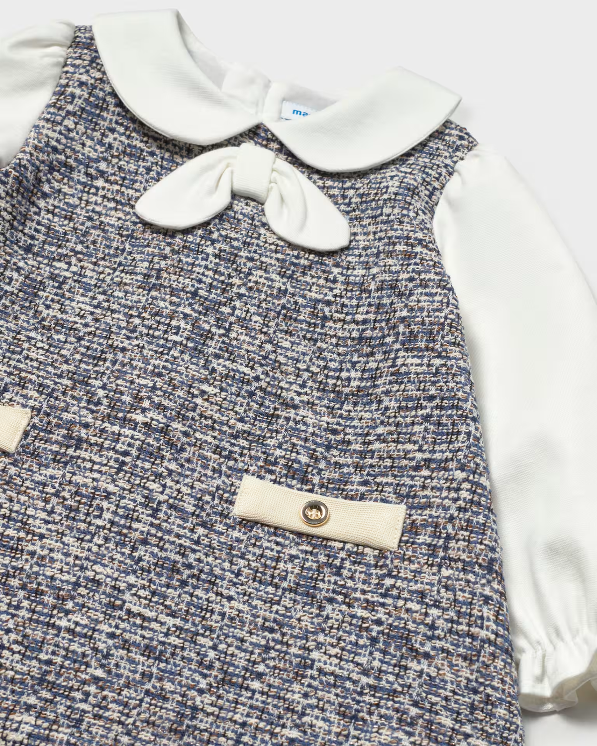 Vestido combinado de punto tweed marino