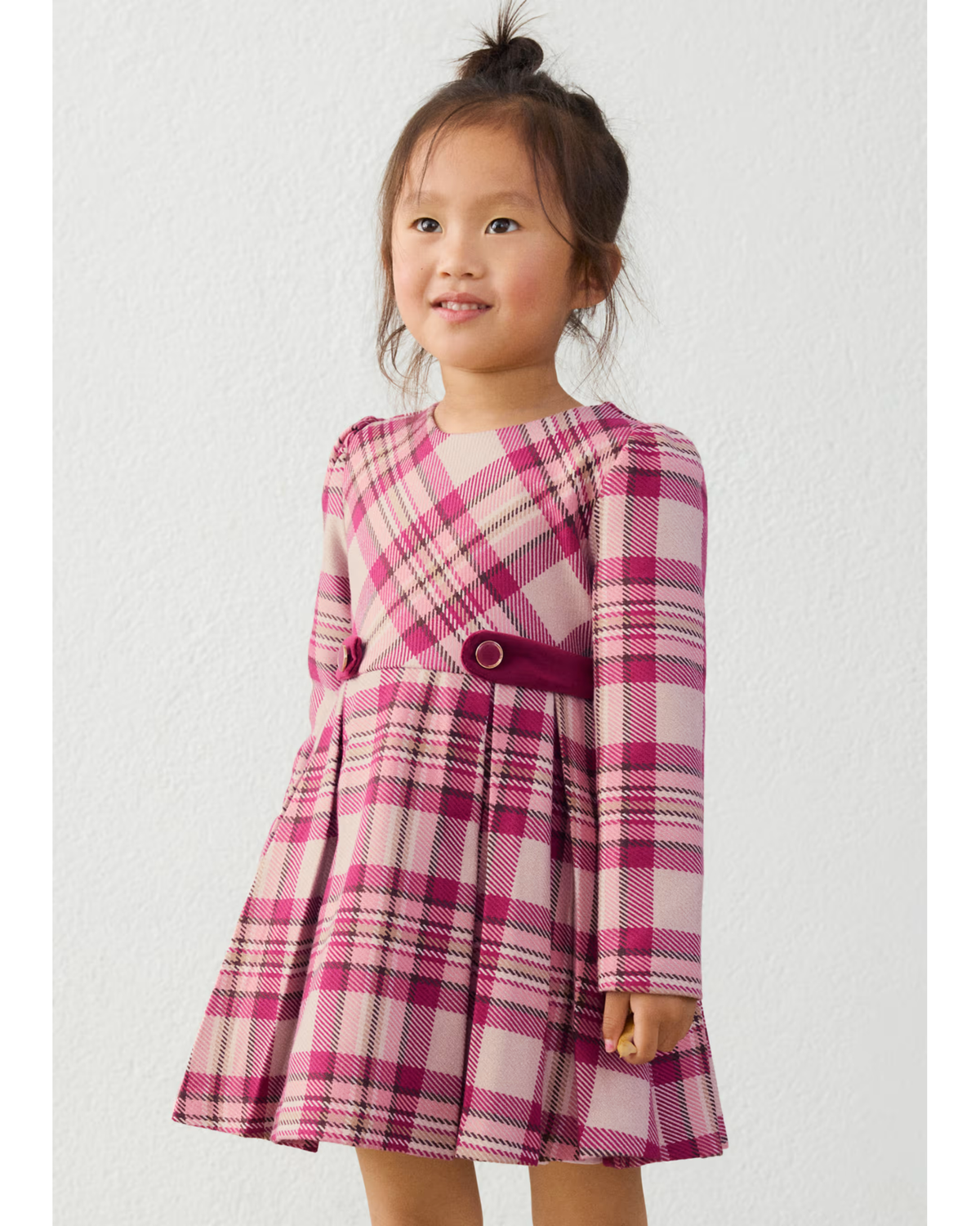 Vestido cuadros terciopelo framboise