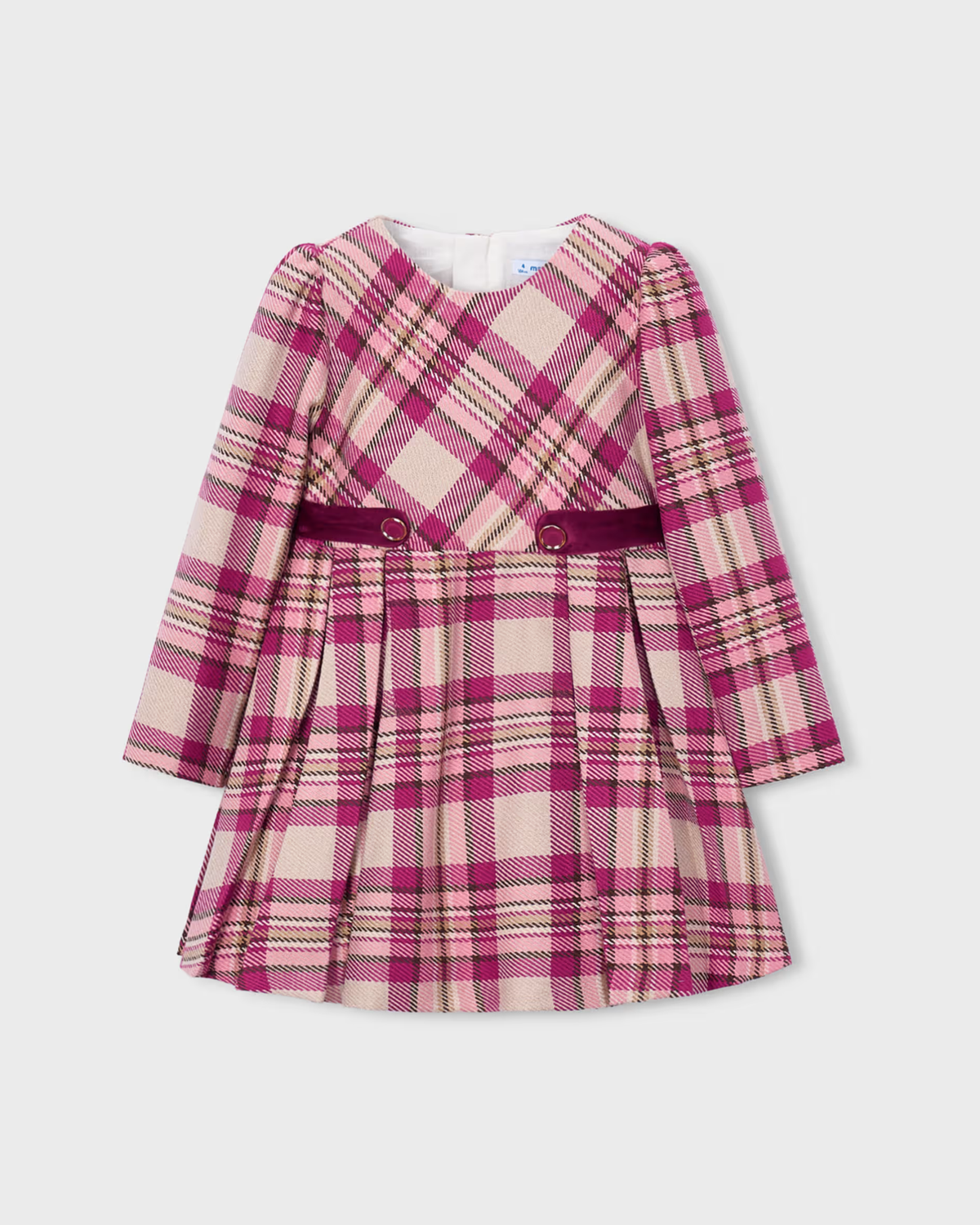 Vestido cuadros terciopelo framboise