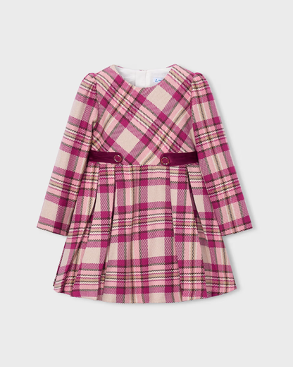 Vestido cuadros terciopelo framboise
