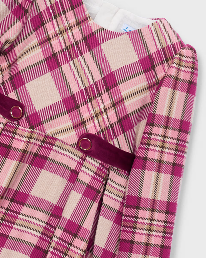 Vestido cuadros terciopelo framboise