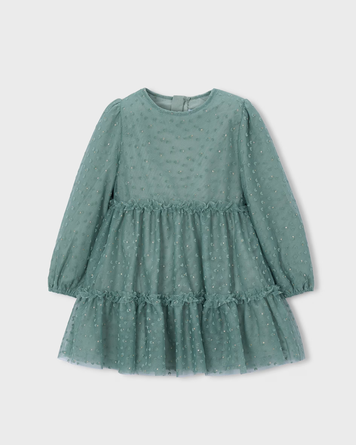 Vestido tul con glitter verde laurel