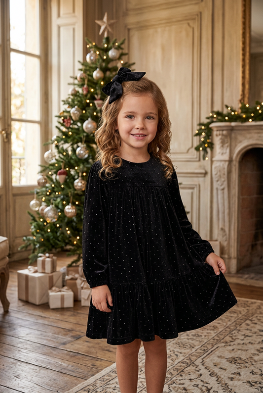 Vestido terciopelo negro + scrunchie