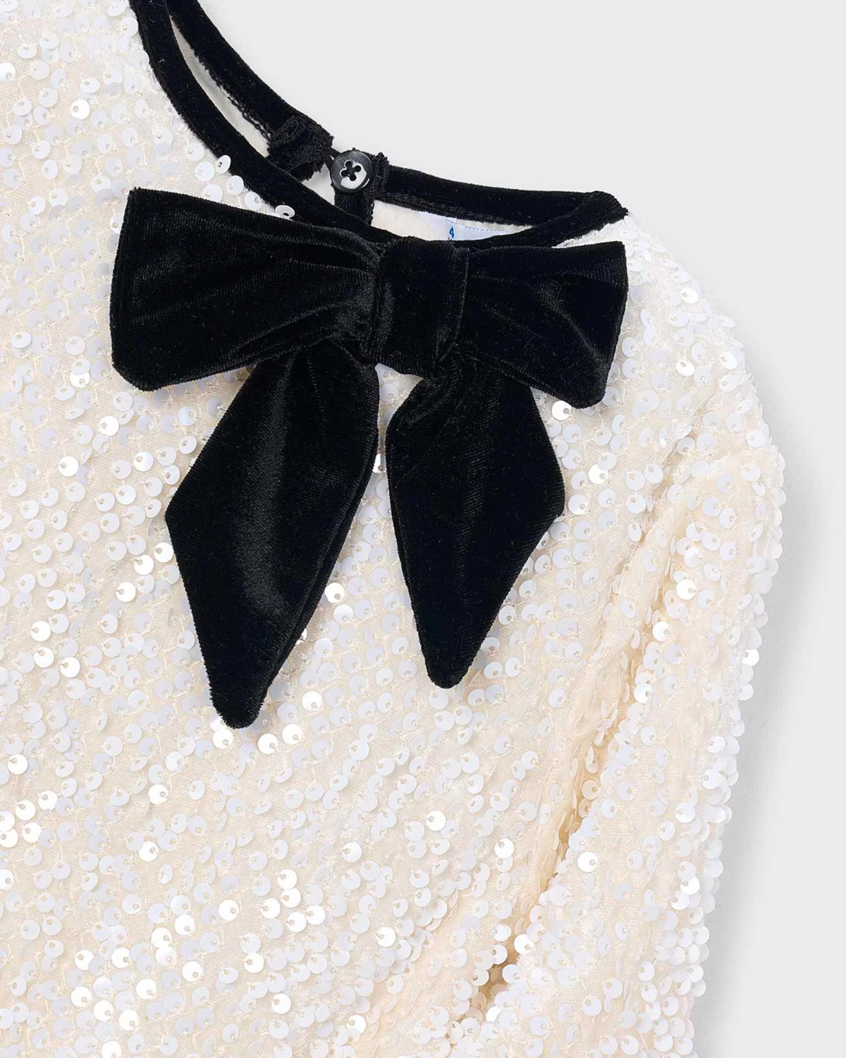 Vestido terciopelo lentejuelas lazo negro en cuello
