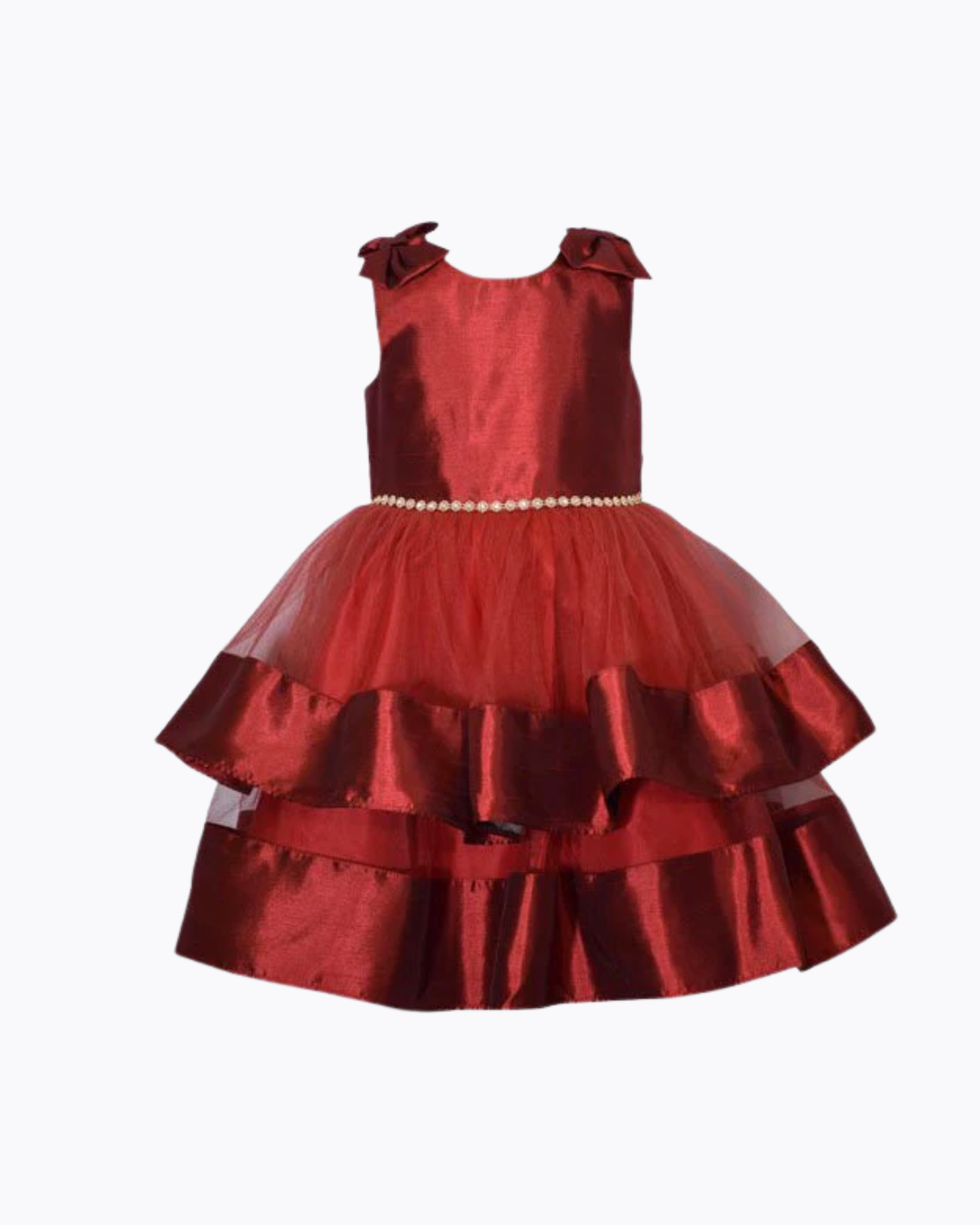 vestido tafeta vino cinto oro cristales