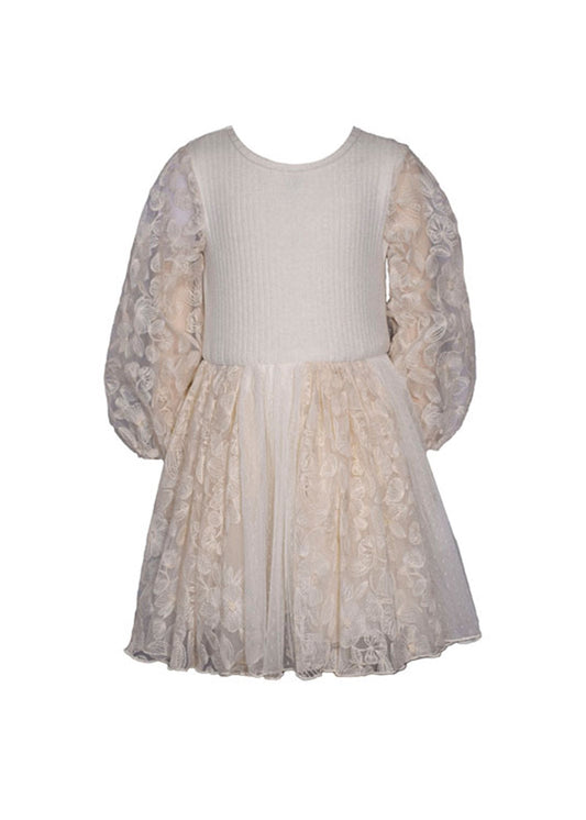 vestido ivory talle canale con tul de flores