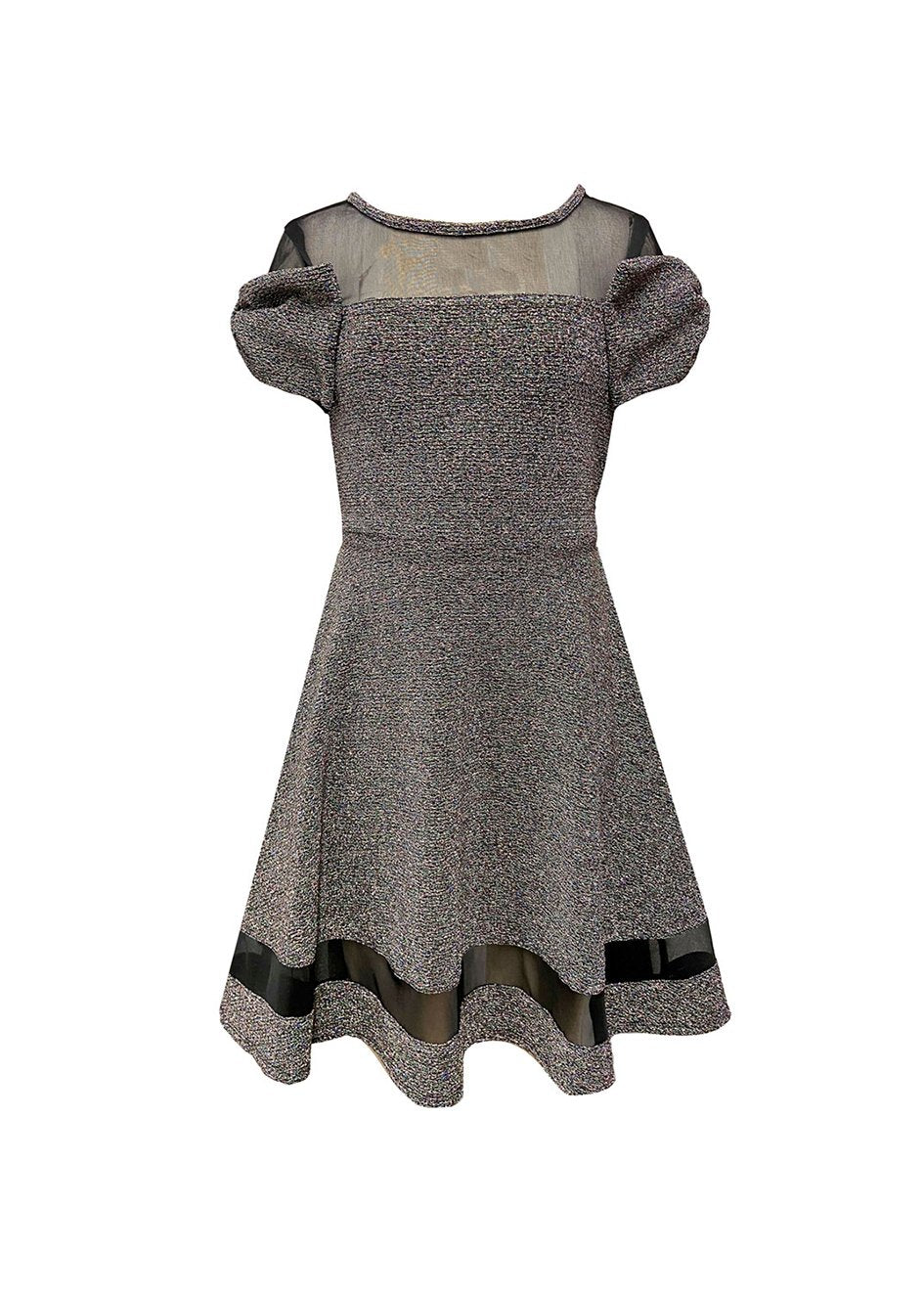 vestido negro multicolor moños en manga