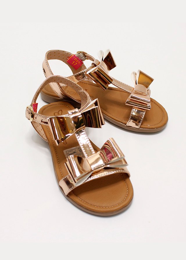 huarache doble moño color cobre