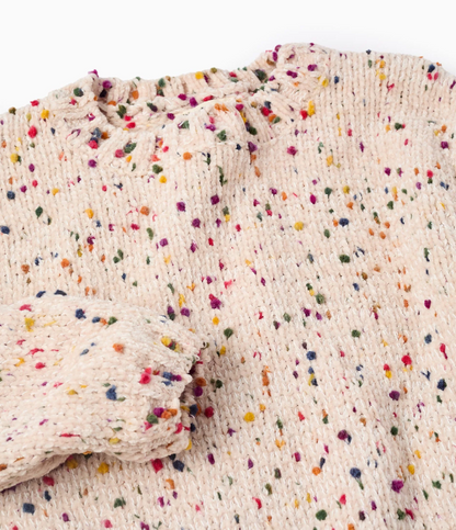 set jersey tejido con pantalón cargo campana color beige