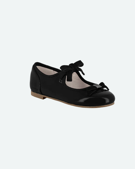 balerina charol negro, doble moño
