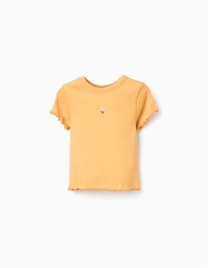 Set overol denim corto + camiseta amarillo