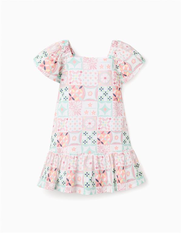 Vestido blanco estampado cuadros