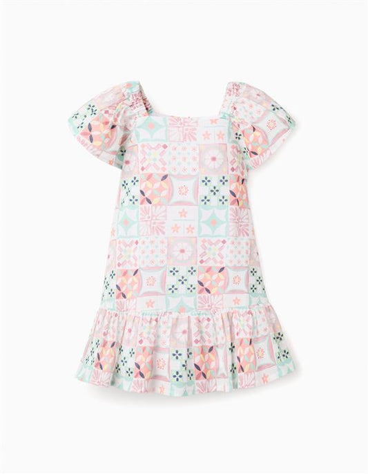 Vestido blanco estampado cuadros