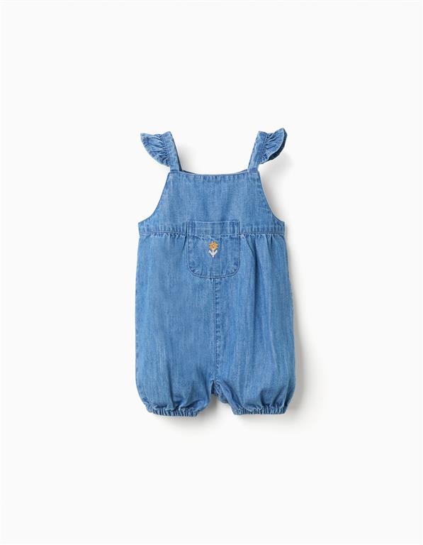 Set overol denim corto + camiseta amarillo