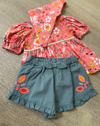 Set 3 piezas, short blusa y paleacate