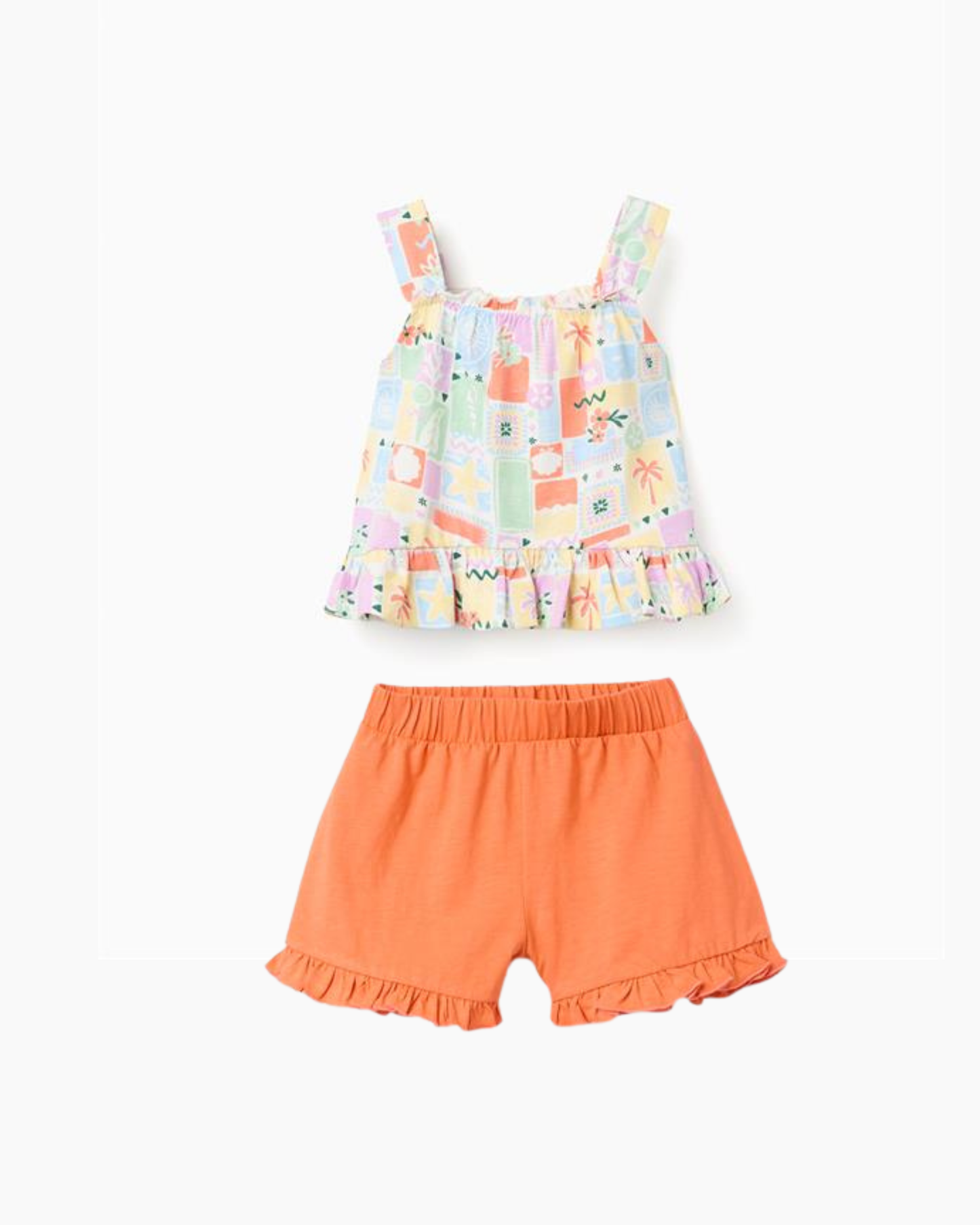 Set blusa estampada de tirantes + Short teja