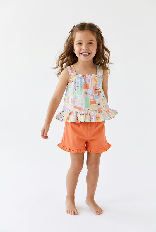 Set blusa estampada de tirantes + Short teja