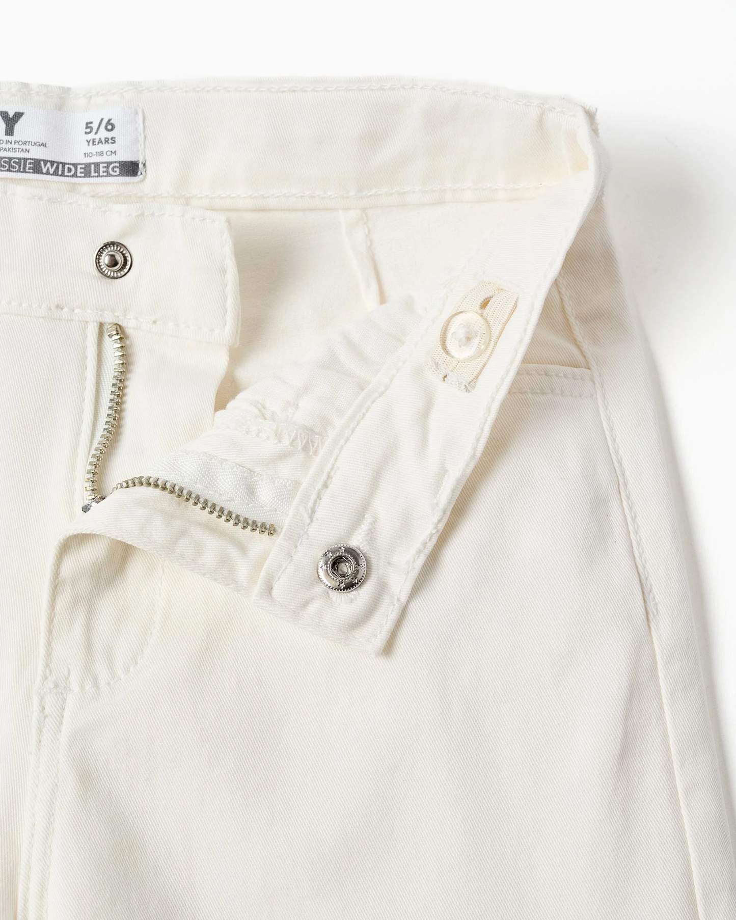 Pantalón de sarga de pierna ancha para niña, blanco