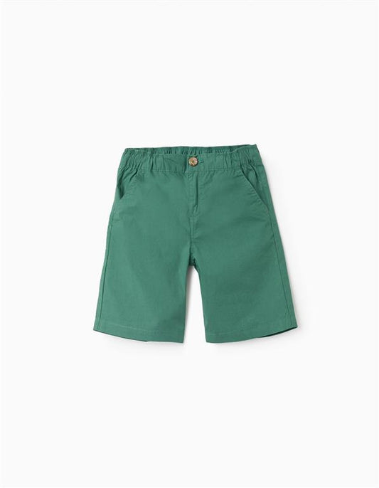Short denim color verde zipper