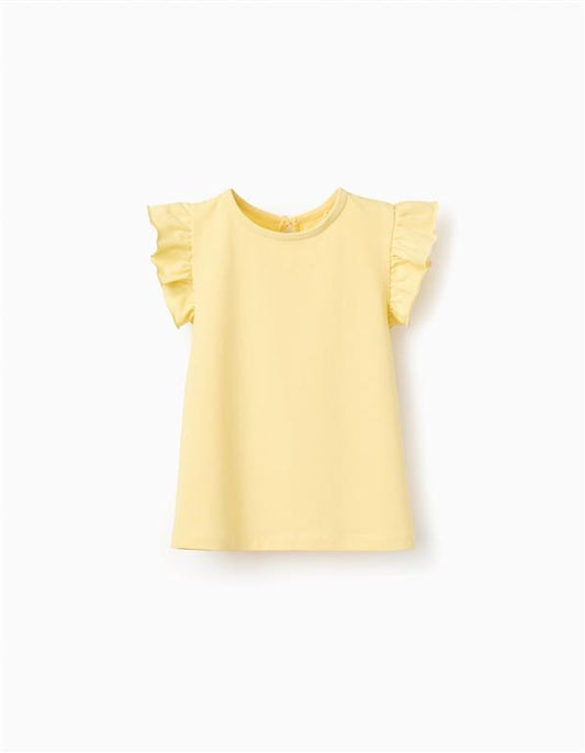 Camiseta light yellow manga ruffle