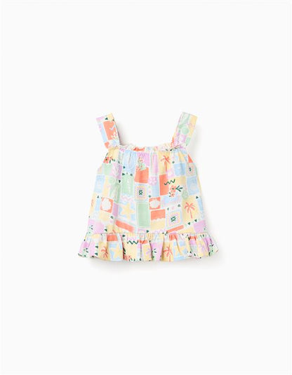 Set blusa estampada de tirantes + Short teja