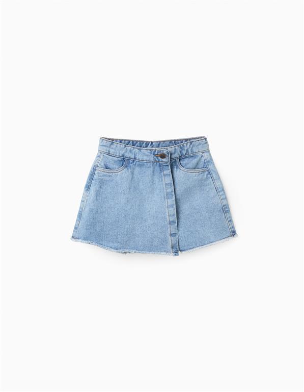 Set blusa ivory 3 tiras bordadas y short-falda denim