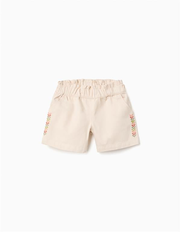 Set blusa verde smock y short ivory bordado