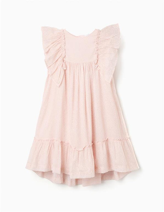 Vestido crepe rosa claro