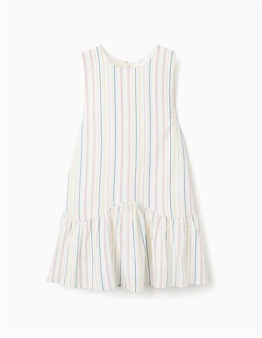 Vestido a rayas verticales blanco