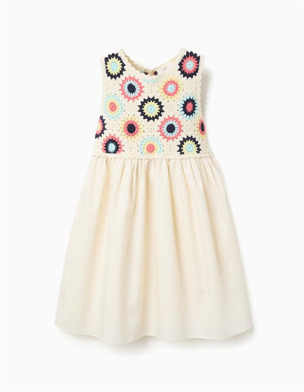 Vestido peto crochet color crudo