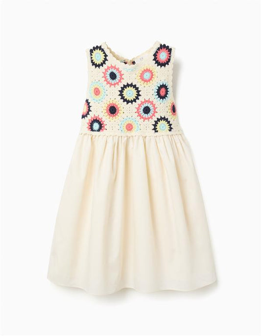Vestido peto crochet color crudo