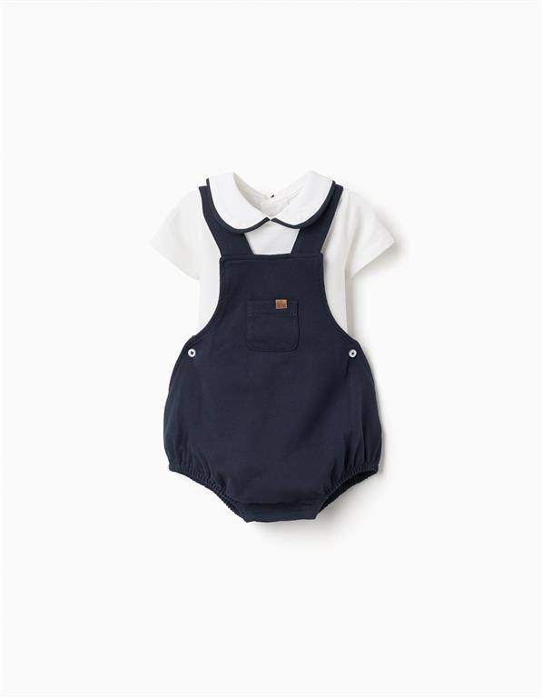 Conjunto body blanco + pañalero marino