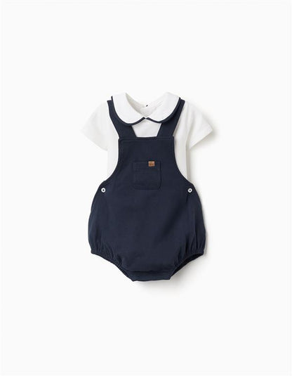 Conjunto body blanco + pañalero marino