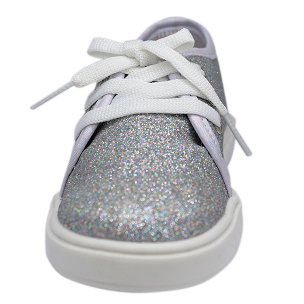 Sneakers blancas con puntera de glitter para niña TANANA